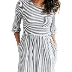 3/4 sleeve high waist t-shirt dress, midi length, size M